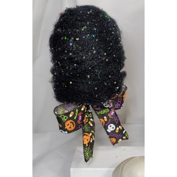 Decorative‎ Faux Iridescent Glittered Halloween Black Cotton Candy - Picture 1 of 6